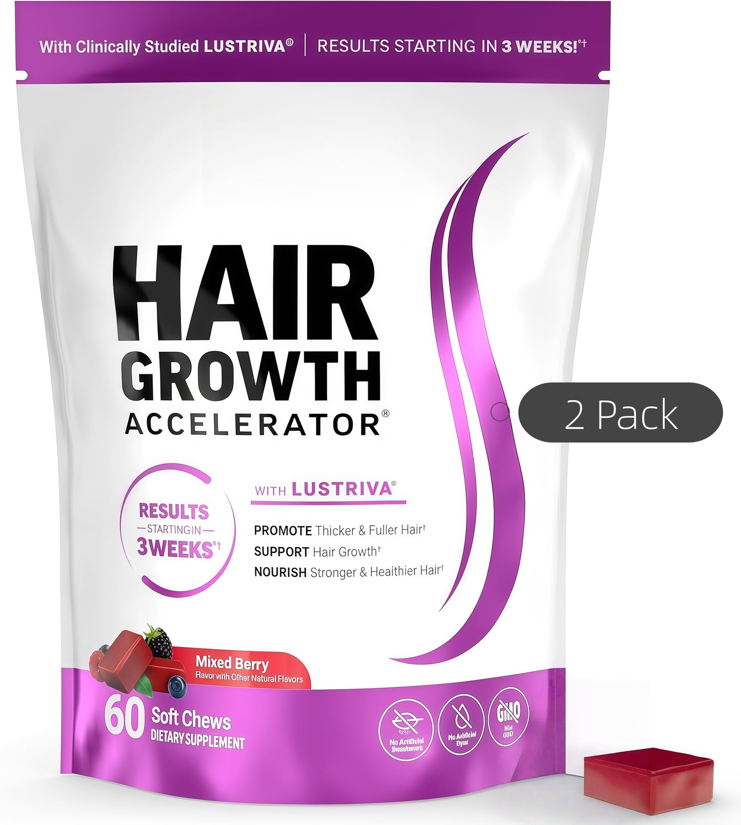 Force Factor Hair Growth Gummies  60 Gummies 2 Pack